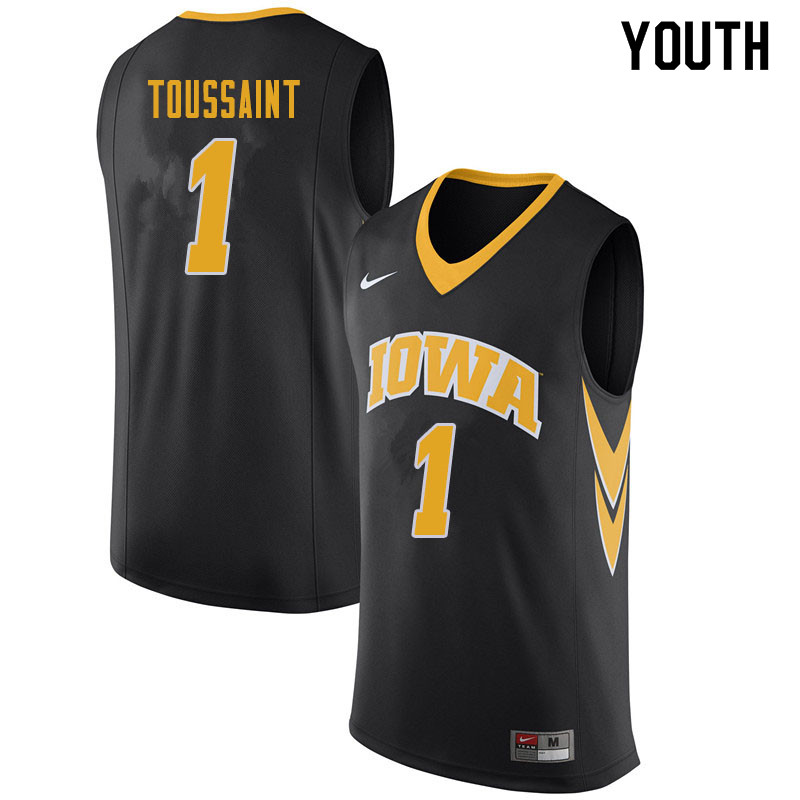 Youth #1 Joe Toussaint Iowa Hawkeyes College Basketball Jerseys Sale-Black - Click Image to Close